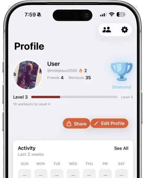 Gainsly app screenshot on iPhone showing workout tracking interface